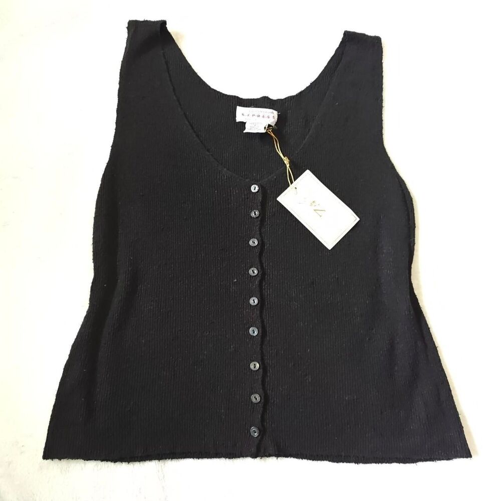 Express Vintage Women's Silk Button Up Tank Top
